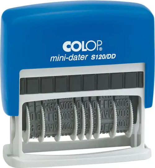 COLOP S120/DD ÇİFT TARİH KAŞE MAVİ KASA SİYAH KEÇE TÜRKÇE