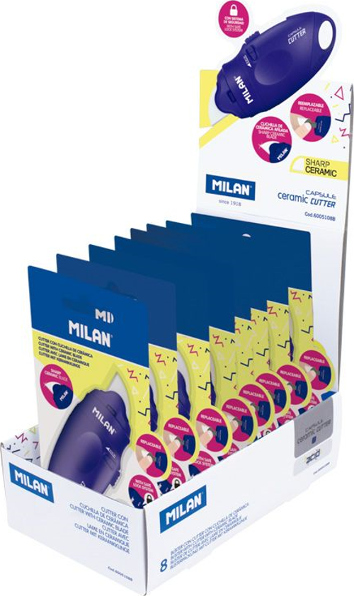 MILAN 6005108B CAPSULE ACID MAVİ SERAMİK MAKET BIÇAĞI 8Lİ