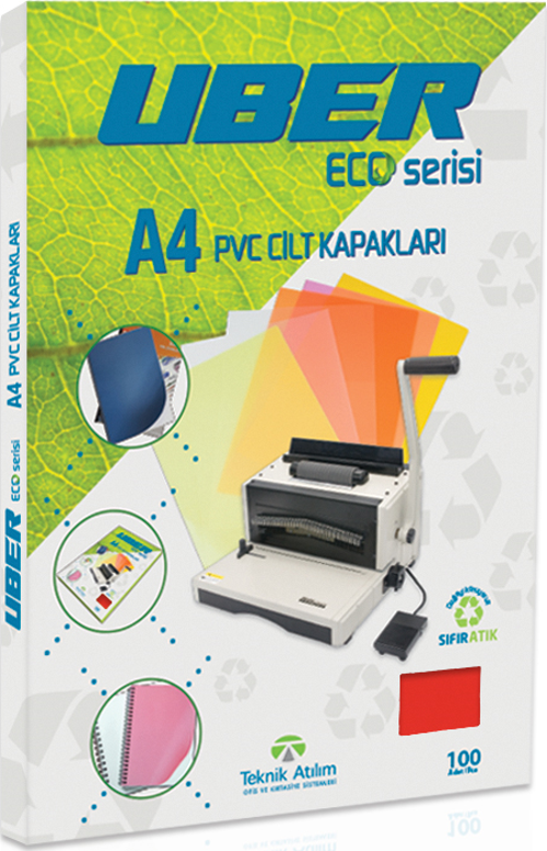 UBER A4 OPAK KIRMIZI PVC CİLT KAPAKLARI - 100ADET
