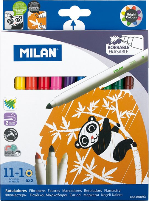 MILAN 80093 SİLİNEBİLİR KEÇELİ KALEM 12 Lİ