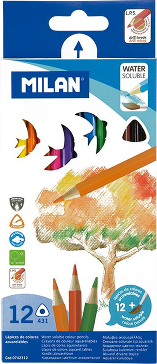 MILAN 0742312 AQUARELL KURU SULU BOYA - 12 Lİ