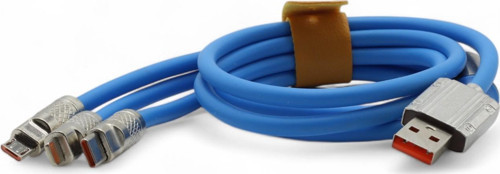 TYPE-C - LIGHTNING - MICRO USB 120W 6A 3-IN-1 ÇOKLU ŞARJ KABLOSU MAVİ