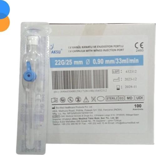 Branül (İntraket) Mavi 22G/25mm 100 lü Kutu