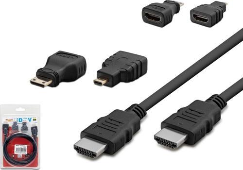 HDX2010 3in1 v1.4 1.5mt HDMI Kablo - Siyah