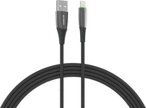 C134AL 2.4A 1.20mt Ledli Örgülü USB-A - Lightning Şarj & Data Kablosu - Siyah