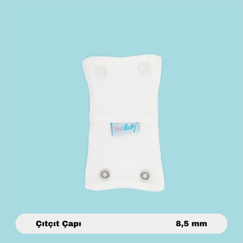 Bebek Body Zıbın Uzatma Aparatı (8,5 Mm) Çıtçıtlı Ekru 100% Pamuk 12 cm
