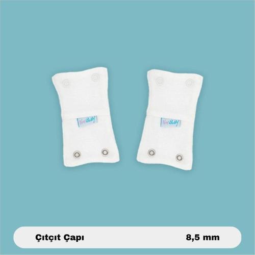 2'li Bebek Body Zıbın Uzatma Aparatı (8,5 Mm) Çıtçıtlı Ekru 100% Pamuk 12 cm
