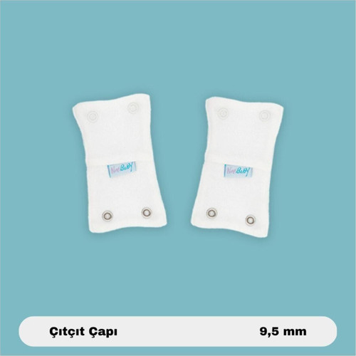 2'li Bebek Body Zıbın Uzatma Aparatı (9,5 Mm) Çıtçıtlı Ekru 100% Pamuk 12 cm