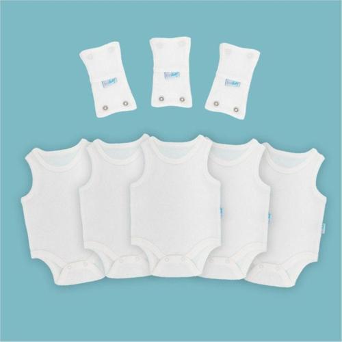 5'Li Bebek Atlet Body Zıbın + 3'Lü Body Uzatma Aparatı Çıtçıtlı Ekru 100% Pamuk Yenidoğan 18-24 Ay