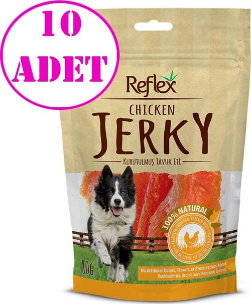 Chicken Jerky Tavuk Fileto Doğal Köpek Ödülü 80 gr 10 AD