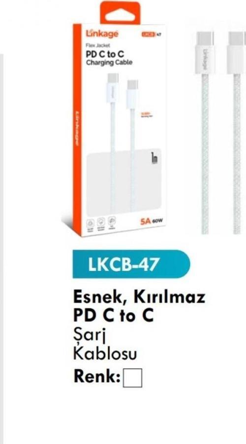 Esnek, Kırılmaz Pd C To C Şarj Kablosu Lkcb-47 Uyumlu