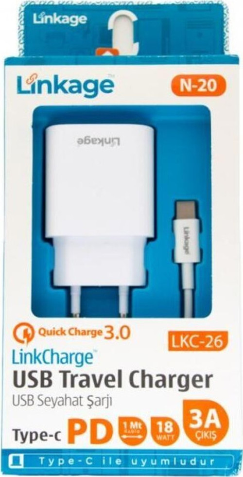 Lkc-26 Pd Type-C Quick Uyumlu  3A/25W 1Xusb 1Mt Type-C Şarj Kablosu Şarj Cihazı