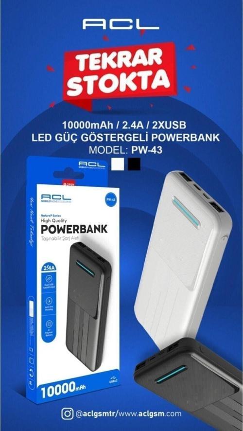 Powerbank 10000Mah 2.4A Pw43