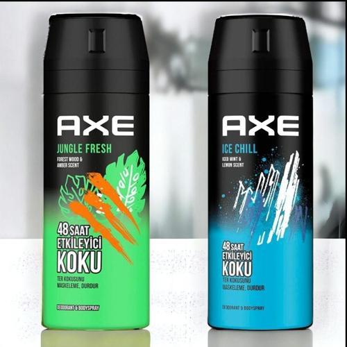 Erkek Deodorant Jungle Fresh Etkileyici Koku 150 Ml+Axe Ice Chill Erkek Sprey Deodorant 150 Ml
