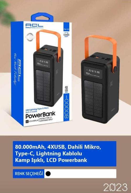 Pw-53 Led Aydınlatmalı 80.000 Mah Taşınabilir Şarj Aleti/Powerbank