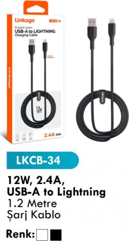 Şarj Kablosu 12W, 2.4A, Usb-A To Lightning 1.2 Metre Şarj Kablo Lkcb-34