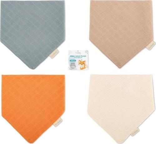 4'lü Müslin Bebek Fular Önlük Mama Önlüğü Salya Bezi Ağız Mendili Bandana 30 x 30 cm Standart