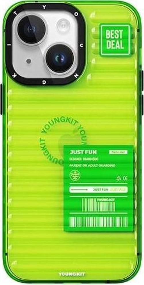 Apple İphone 13 Uyumlu Kılıf Şeffaf Renkli Tasarım Fluorite Serisi Kapak Yeşil