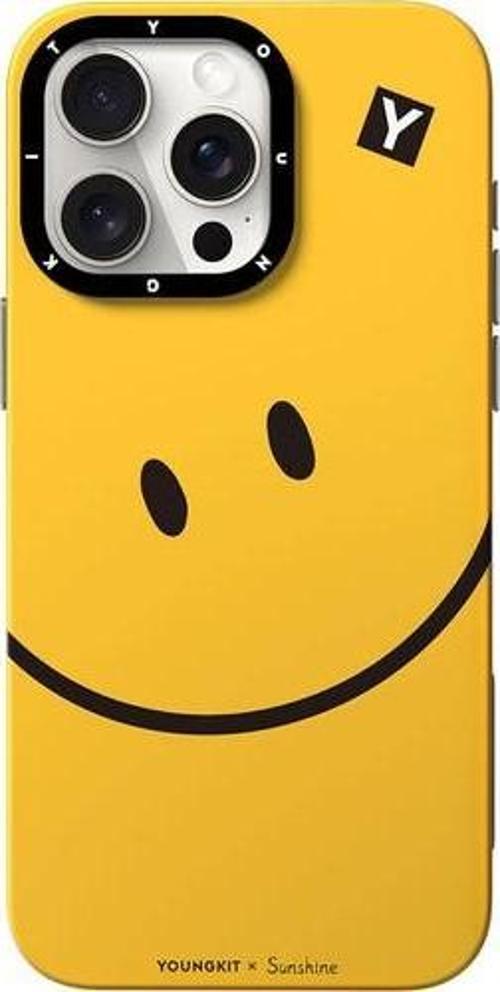 Apple İphone 14 Pro Max Uyumlu Kılıf Magsafe Özellikli Sunshine Daily Happy Serisi Siyahlı Sarı