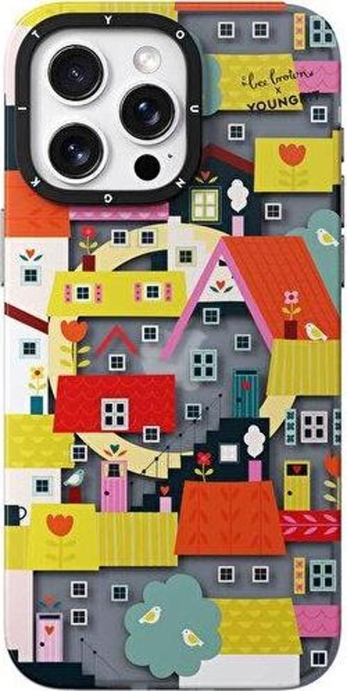 İphone 15 Pro Max Uyumlu Kılıf Magsafe Özellikli Bee Brown Colorful Life Serisi Kapak Sarı