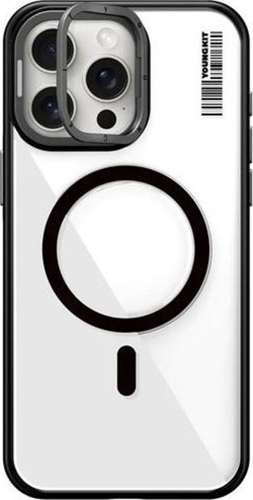 İphone 15 Pro Max Uyumlu Kılıf Magsafe Şarj Özellikli Crystal Grid Siyah