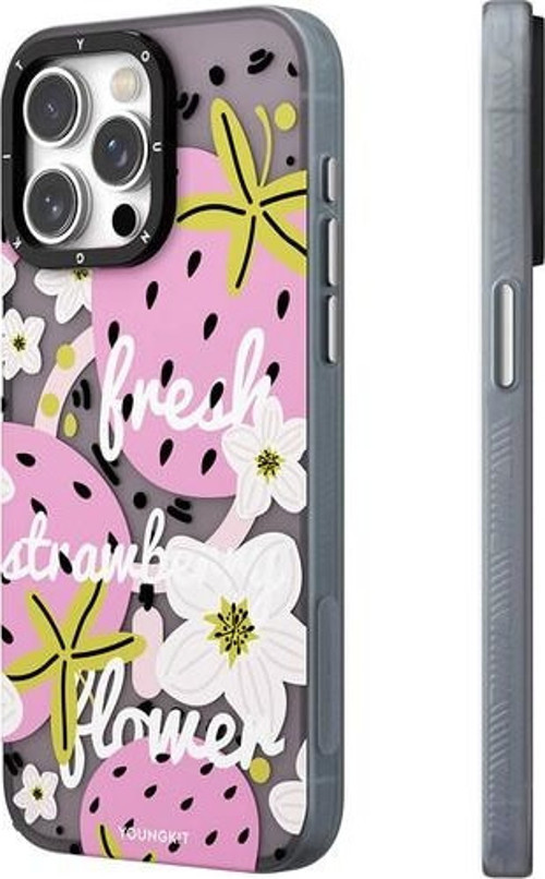 İphone 15 Pro Uyumlu Kılıf Magsafe Şarj Özellikli Fruity Flavour Serisi Pembe