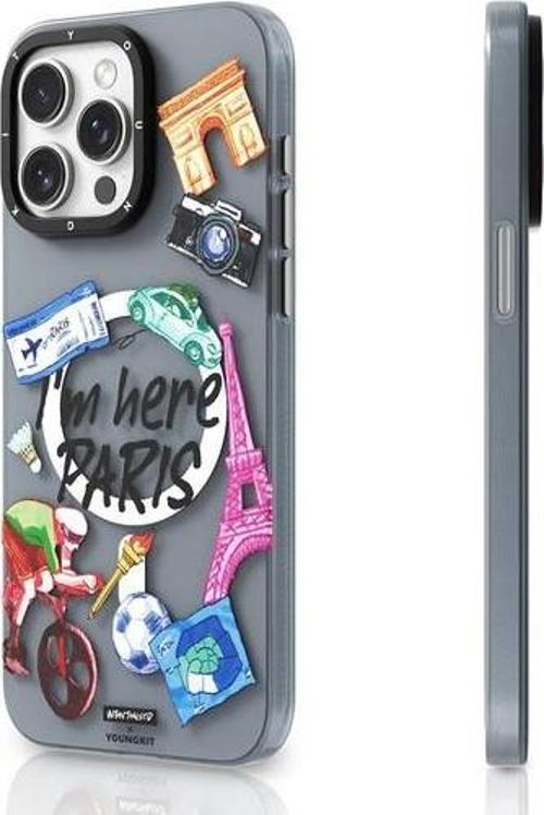 İphone 15 Pro Uyumlu Kılıf Magsafe Şarj Özellikli In Paris Serisi Kapak Gri