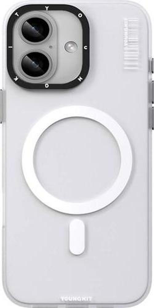 İphone 16 Plus Uyumlu Kılıf Magsafe Şarj Özellikli Hidden Sand Serisi Kapak Beyaz