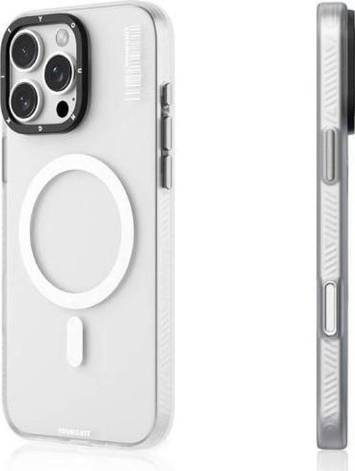 İphone 16 Pro Kılıf Magsafe Şarj Özellikli Hidden Sand Serisi Kapak Beyaz