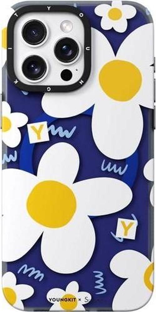 Apple İphone 15 Pro Uyumlu Kılıf Magsafe Özellikli Sunshine Tasarımlı Spring Breeze Serisi Beyaz