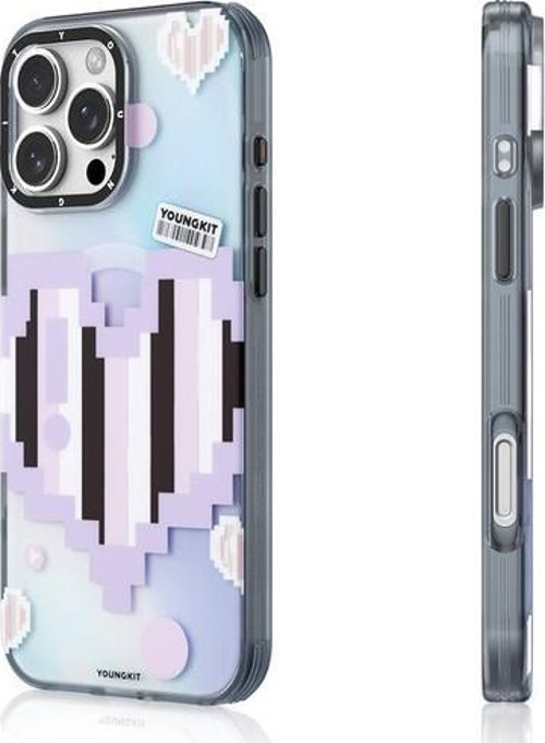 İphone 16 Pro Max Uyumlu Kılıf Magsafe Şarj Özellikli Love Serisi Kapak Mor