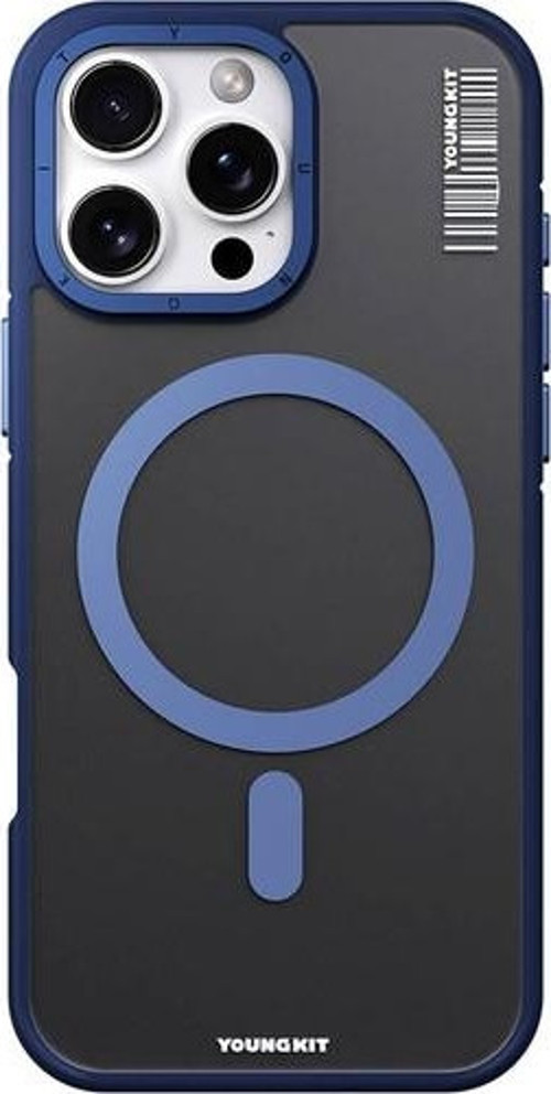 İphone 16 Pro Max Uyumlu Kılıf Magsafe Şarj Özellikli Rock Sand Serisi Kapak Mavi