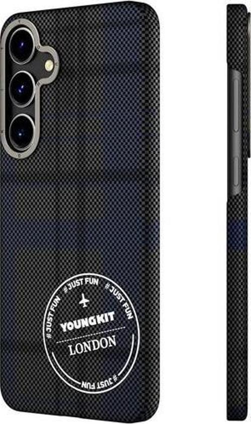 Galaxy S24 Uyumlu Kılıf Ekose Desenli Gezhi Serisi Kapak Mavi