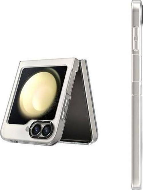 Galaxy Z Flip 6 Uyumlu Kılıf Magsafe Şarj Özellikli Hidden Sand Serisi Kapak Beyaz