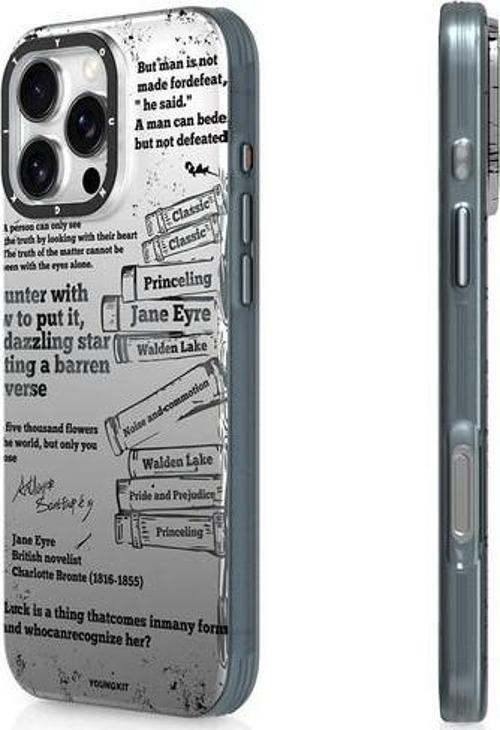 İphone 16 Pro Uyumlu Kılıf Magsafe Şarj Özellikli Literary Serisi Classic Kapak Gri