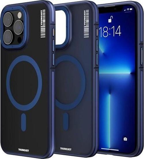 İphone 13 Pro Max Uyumlu Kılıf Magsafe Şarj Özellikli Rock Sand Serisi Kapak Mavi