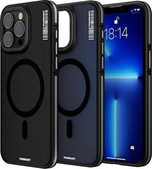 İphone 13 Pro Max Uyumlu Kılıf Magsafe Şarj Özellikli Rock Sand Serisi Kapak Siyah