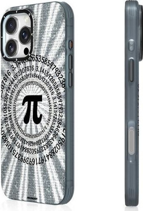 İphone 16 Pro Uyumlu Kılıf Magsafe Şarj Özellikli Mathematical Serisi Kapak Gri