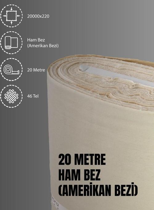 %100 Pamuk 46 Tel Amerikan Bezi Ham Bez Punch Kumaş - Krem 2000x220 cm