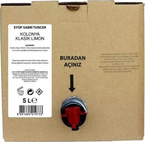 Klasik Limon Kolonyası 5 Litre Bag In Box