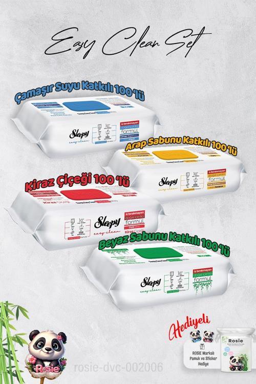 Çamaşır Suyu, Arap sabunu, Beyaz Sabun ve Kiraz Yüzey Temizlik Havlusu ve Hediye Rosie