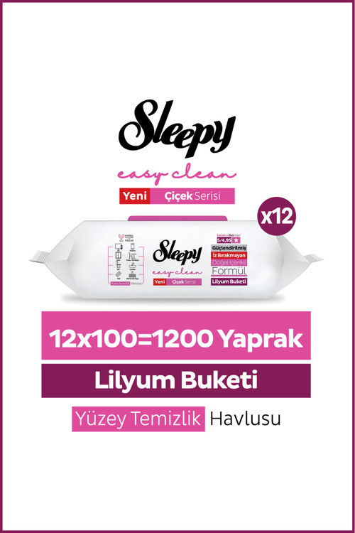 Easy Clean Lilyum Buketi Yüzey Temizlik Havlusu Mendili 12x100 (1200 Yaprak)