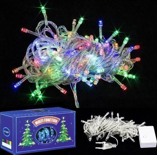 Led Işık Yılbaşı Ağacı Işığı 10metre 220V Fişli 8 Fonksiyonlu KARIŞIK RENKLİ RGB Yılbaşı Ağaç Işığı