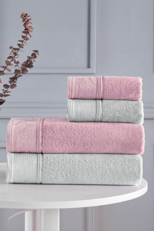 Ditsy Best Set Hamam Takımı - Pembe - Gri