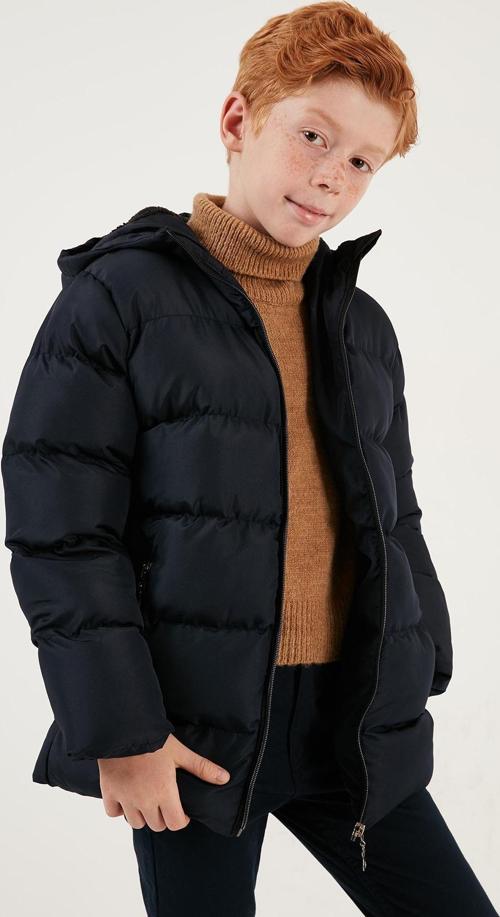 İçi Peluş Astarlı Kapüşonlu Cepli Kışlık Erkek Çocuk Mont 5761911 LACİVERT