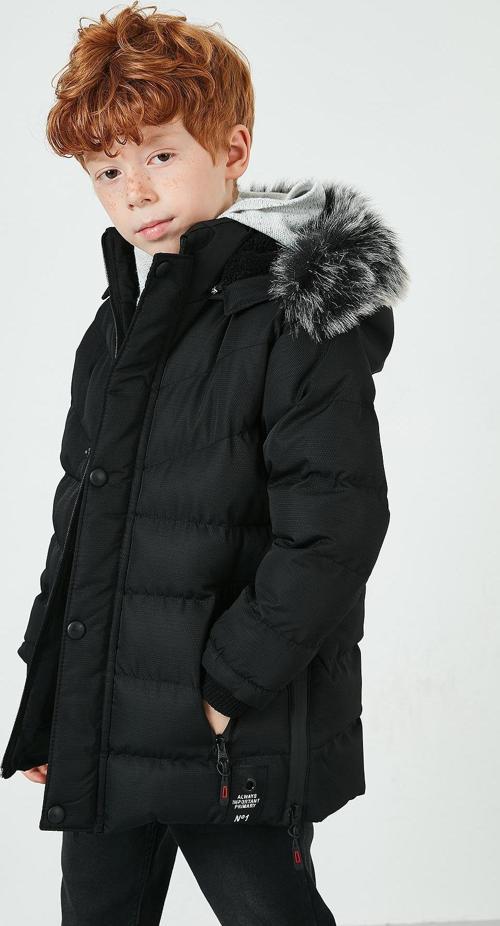 Suni Kürklü Peluş Astarlı Çıkarılabilir Kapüşonlu Erkek Çocuk Mont 5763028 SİYAH
