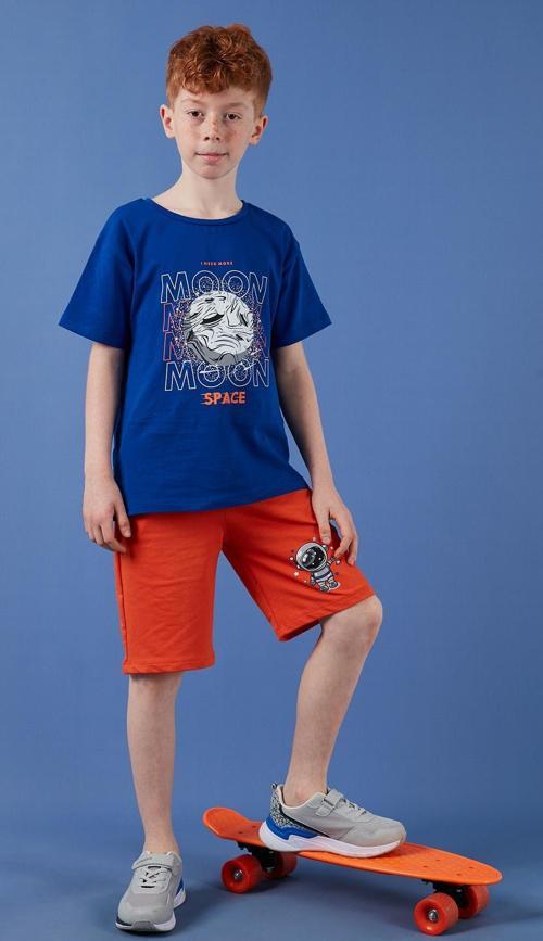 Pamuklu Regular Fit Bisiklet Yaka Şortlu Alt-Üst Erkek Çocuk Takım 6212008 SAKS