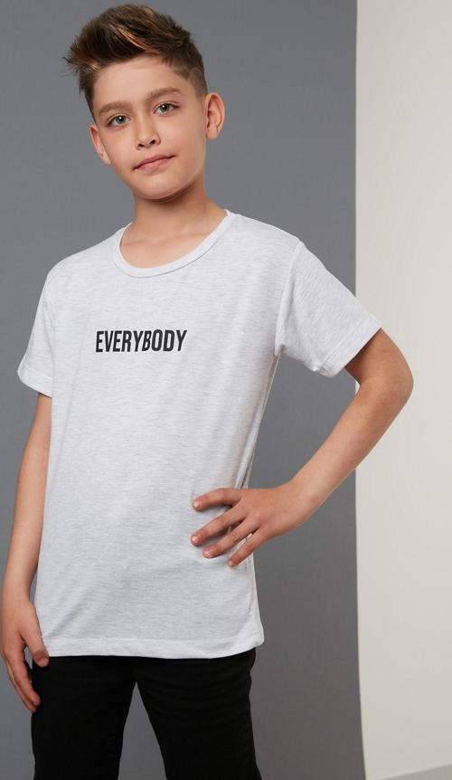 Baskılı Bisiklet Yaka Pamuklu Erkek Çocuk T Shirt 6211016 GRİ MELANJ