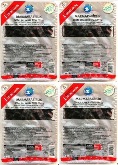 Vakumlu Doğal Salamura Siyah Zeytin (L) 800Gr*4Adet