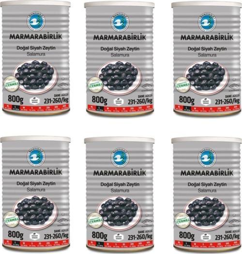 800 Gr (L) Teneke Siyah Salamura Zeytin X 6 Ad